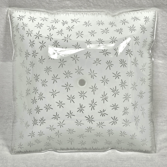Vintage Mid Century Glass Atomic Star Snowflake Flush Mount Ceiling Light Shade - Picture 1 of 16